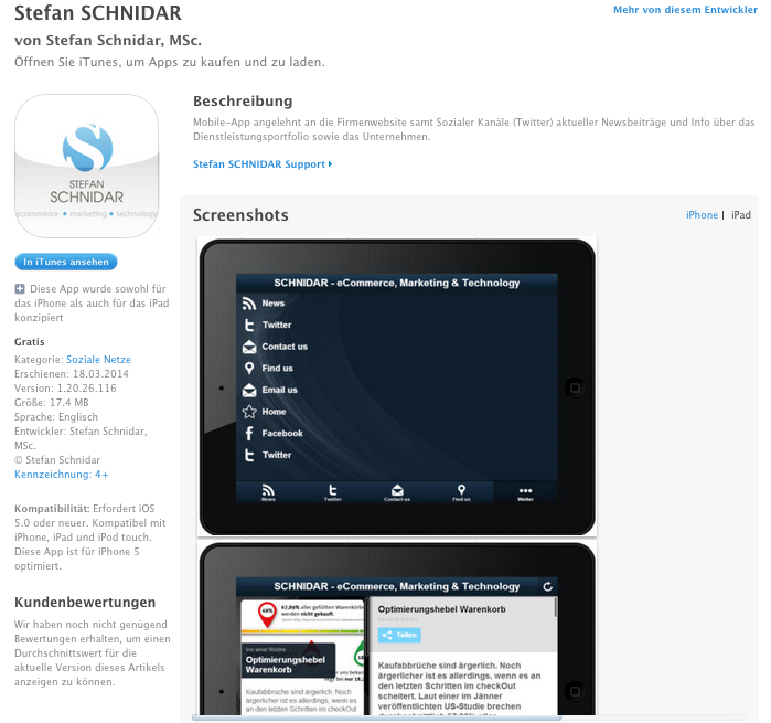 SCHNIDAR iOS App (tablet)